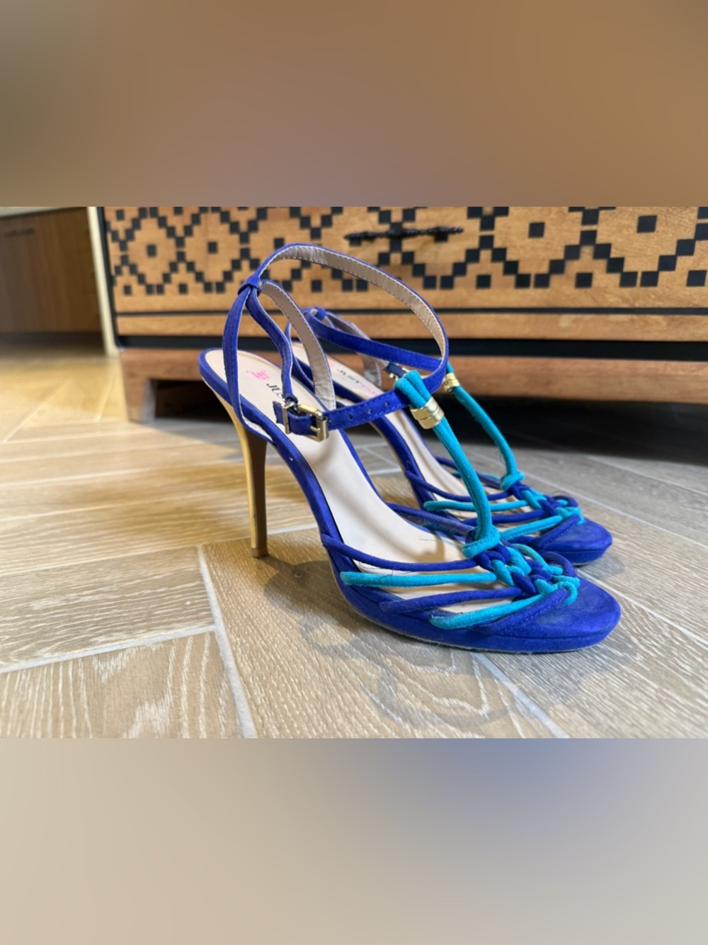 JustFab Blue & Teal Strappy High Heel Sandals
